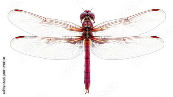 Fototapeta view of a dragonfly with transparent wings png