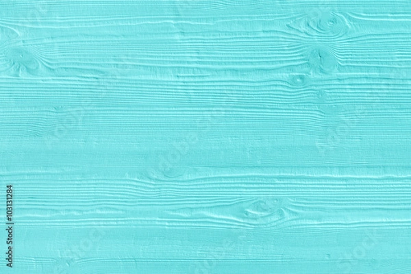Obraz Natural wooden turquoise boards, wall or fence with knots. Abstract textured mint background, empty template