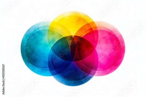 Fototapeta Colorful Double Exposure Circle Illustration with New Palettes for Modern Design