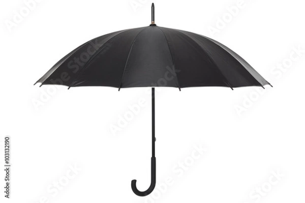 Obraz Otwórz czarny parasol na białym tle, zawiera ścieżkę przycinającą