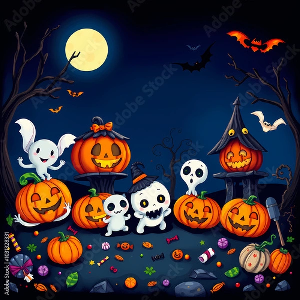Obraz halloween background with pumpkin