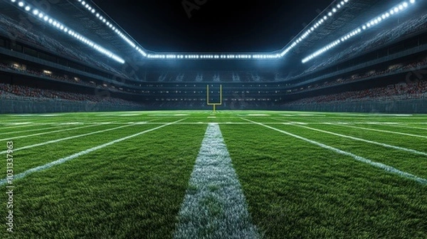 Obraz Empty Football Stadium at Night.