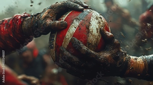 Obraz Muddy Rugby Hands.