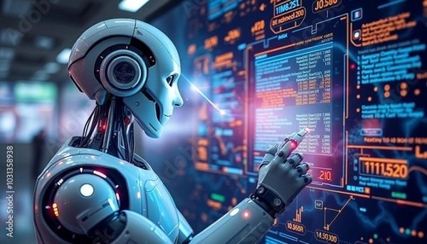 Fototapeta Futuristic Technology Background with Glowing Circuits and Digital Data Streams