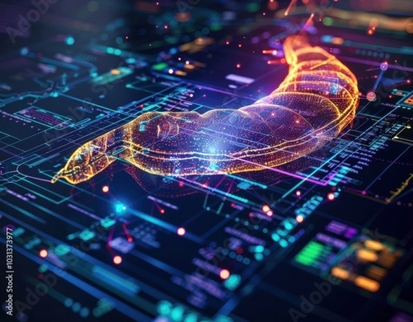 Obraz Pancreas testing results on digital interface in laboratory or surgical background, innovative technology in science and medicine concept. medical technology