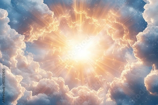 Obraz Divine Light Shining Through Clouds.