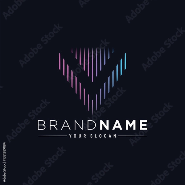 Obraz letter v audio logo design element vector template
