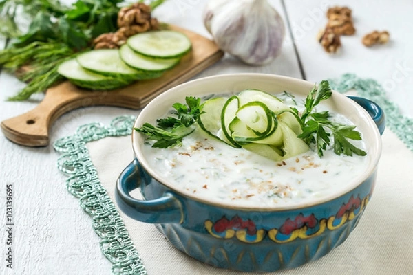 Fototapeta Spring bulgarian cold soup tarator