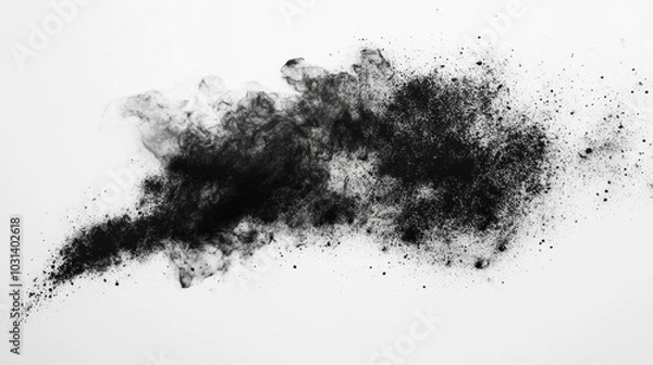 Fototapeta Black Dust and Grit Texture Filling the Whole Image, perfect for backgrounds, overlays, and abstract art.  Represents chaos, grunge, and imperfection.