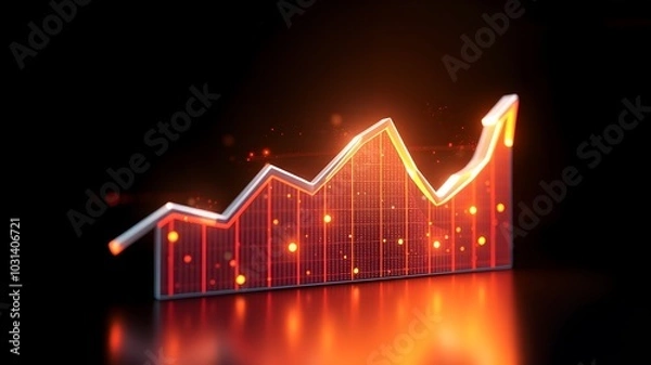 Fototapeta Digital Financial Growth Chart with Abstract Lighting Effects