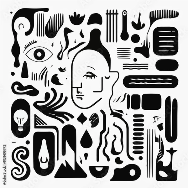 Fototapeta pattern with face icon sheet vector