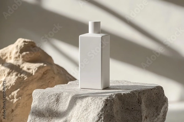 Obraz White Bottle Mockup on Stone Podium.