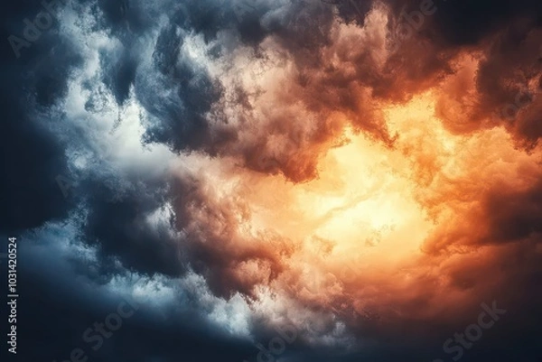 Fototapeta Dramatic Sky with Dark and Light Clouds.