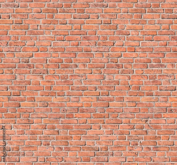Fototapeta Seamless old red brick wall texture background, tile - nahtloses Muster einer historischen roten Ziegelmauer. Suitable for Fotolia images  #103258211, #103259151, #103259468 and #103336639