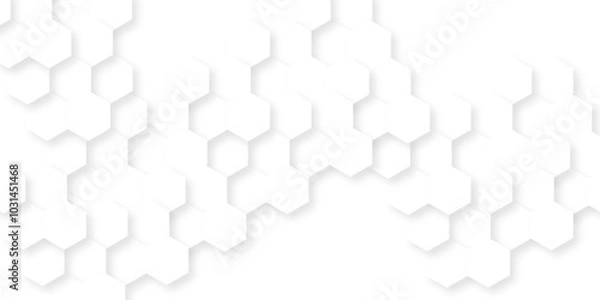Fototapeta White abstract honeycomb mosaic and tile geometric hexagon vector illustration. geometric digital technology polygon science vintage square mosaic and web cover business texture.