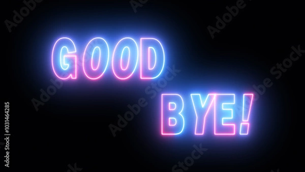 Obraz Good bye text on glowing blue and pink neon sign.