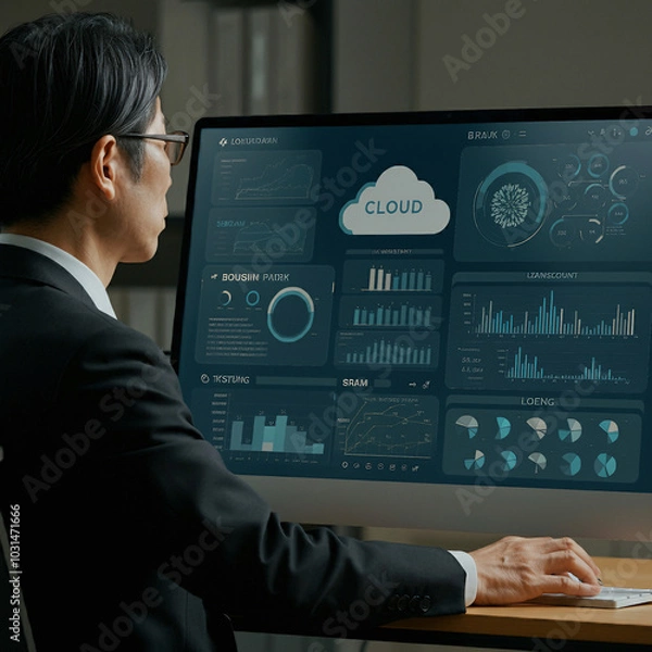 Fototapeta クラウド環境のデータ分析