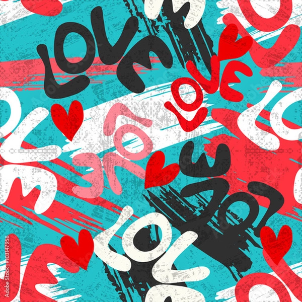 Obraz Valentines Day seamless vector pattern graffiti