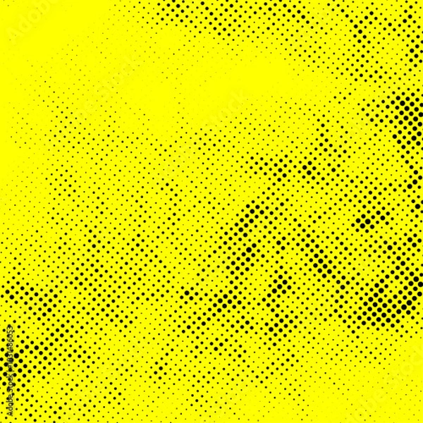 Obraz Fine black polka dot abstract retro texture over yellow background. Vector illustration