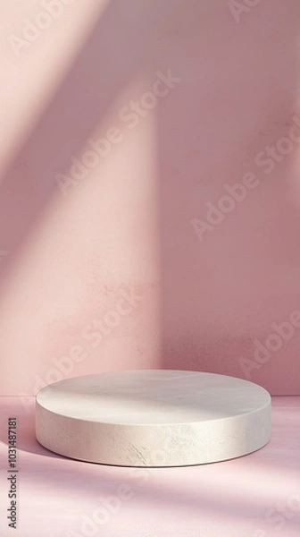 Fototapeta A 3D Podium on a Pink Background for Product Display and Presentation.