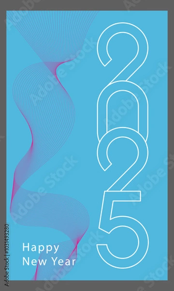 Obraz 2025 happy new year new design isolated in blue color 