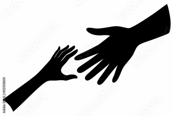 Obraz 
Helping Hands vector silhouette, togetherness idea silhouette, black color isolated on white background