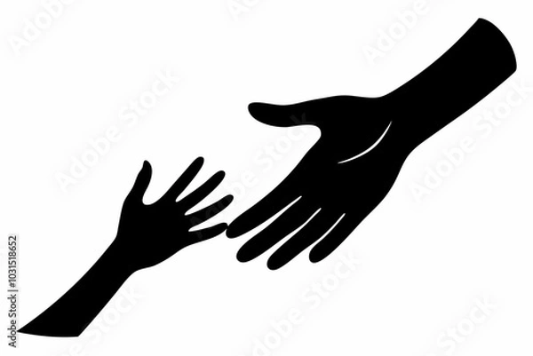 Fototapeta 
Helping Hands vector silhouette, togetherness idea silhouette, black color isolated on white background