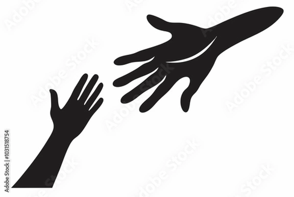 Fototapeta 
Helping Hands vector silhouette, togetherness idea silhouette, black color isolated on white background