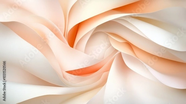 Fototapeta Swirling abstract fabric in soft peach and white shades, elegant and modern design.