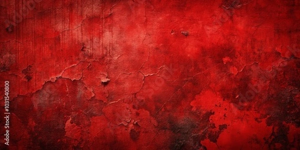 Fototapeta A Crimson Canvas of Time, A Wall Worn By Years, Its Surface Unveiling Stories of a Bygone Era
