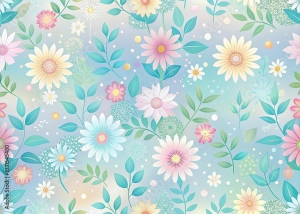 Fototapeta Peaceful Seamless Background for Tranquil Designs and Calm Environments in Soft Colors and Serene Patterns