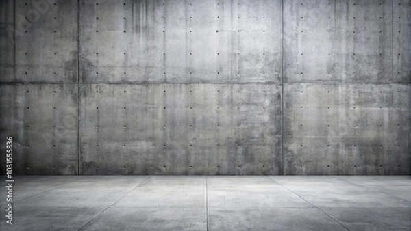Fototapeta Wide-Angle cement floor and gray concrete wall background