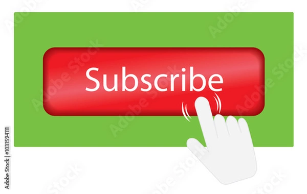 Fototapeta Subscribe button with hand icon PNG