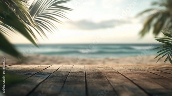 Fototapeta Serene Beach Scene with Depth and Natural Elements