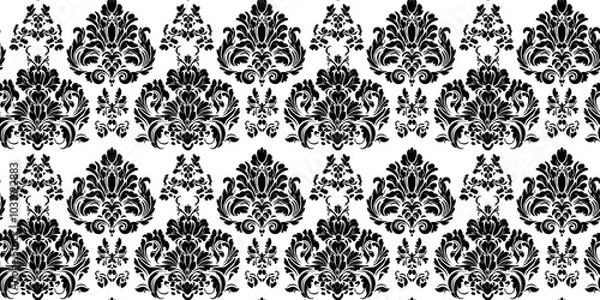 Fototapeta Seamless damask pattern with intricate, vintage designs. Background seamless pattern.