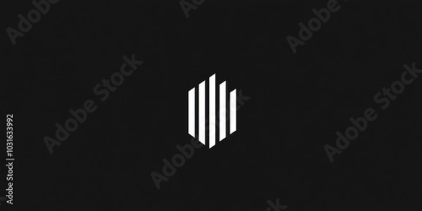 Obraz White geometric shape on black background.