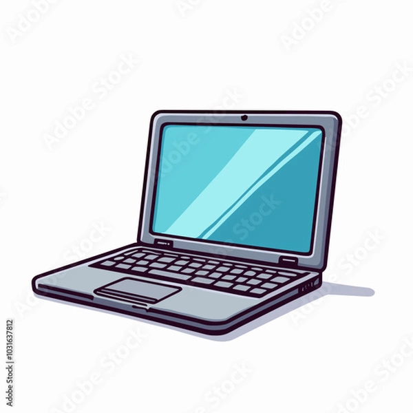 Fototapeta Vector laptop illustration, cartoon portable computer device