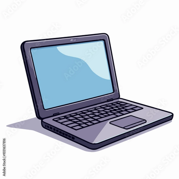 Fototapeta Vector laptop illustration, cartoon portable computer device