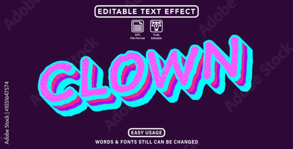 Fototapeta Editable graphic text effect  clown style