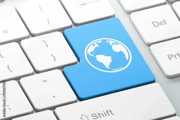 Fototapeta Science concept: Globe on computer keyboard background