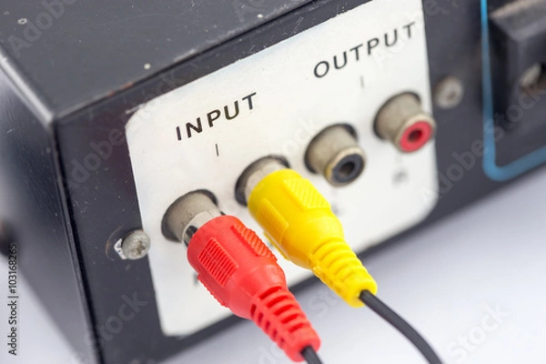 Fototapeta Input jacks with rca cable