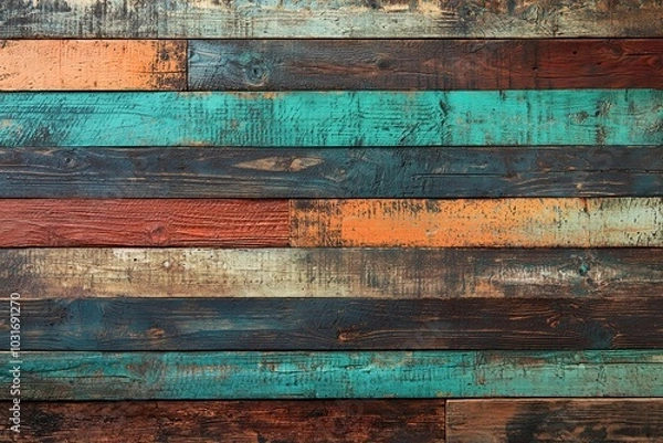 Obraz Dark blue and brown old wooden background with the texture of weathered wood planks. Wooden wall, a rustic background for design