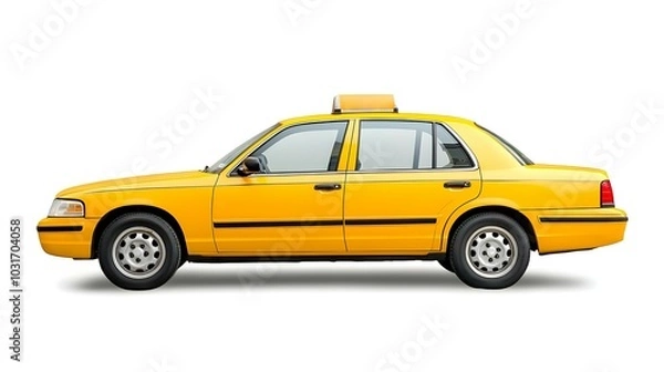 Fototapeta Yellow Taxi Cab Driving