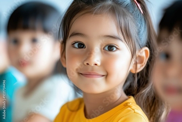 Obraz 日本の小学校で学ぶフィリピン人の子供