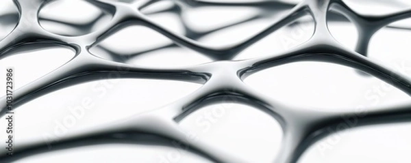 Obraz Intricate 3D Metallic Structure of Interconnected Shapes, Showcasing Modern Design and Innovation.