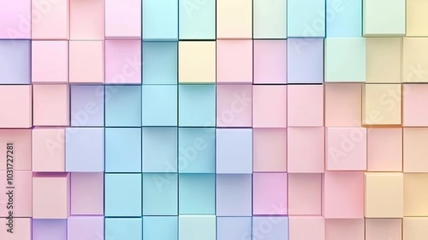 Obraz Abstract Pastel Cube Wall with 3D Perspective