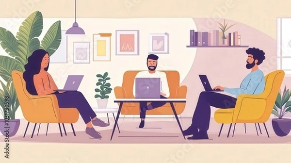 Fototapeta Remote Work Dynamics: Examine the rise of remote work in corporate life.