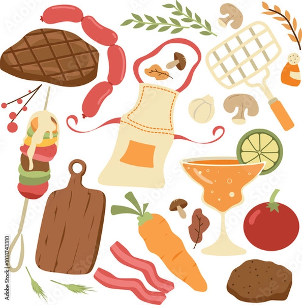 Fototapeta vector graphic barbeque elements pack
