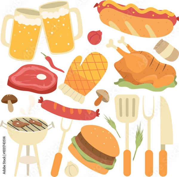 Fototapeta vector graphic barbeque sticker pack