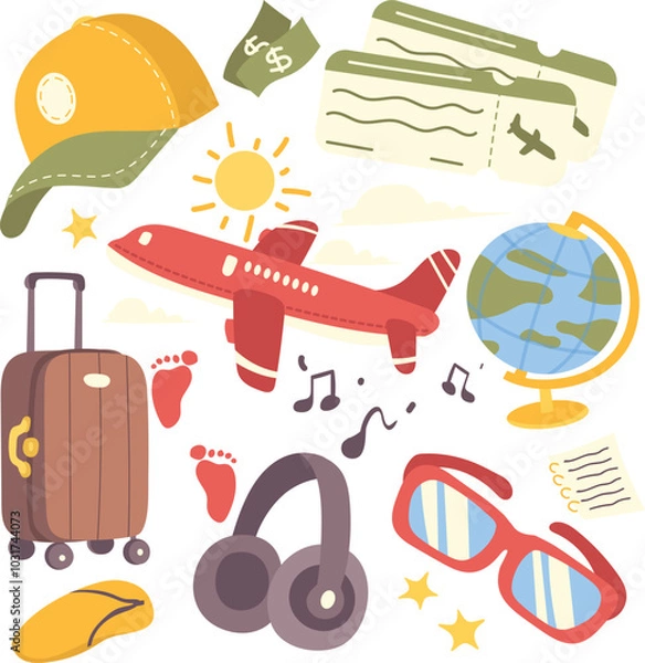 Fototapeta vector graphic traveling and adventure sticker pack